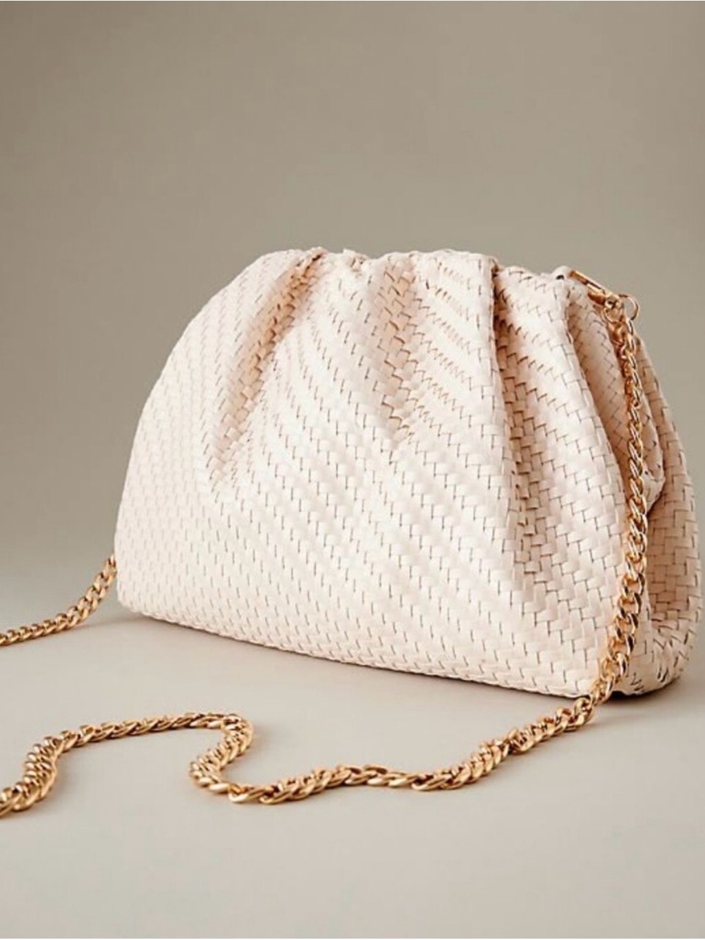 Anthropologie The Frankie Clutch in Cream 2 straps woven